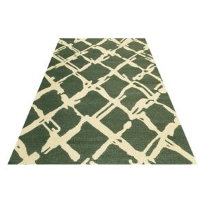 Dywan Bakero Kelim Modern 225, 140x200 cm, zielony i beżowy wzór marokański - Projektowanie wnętrz
