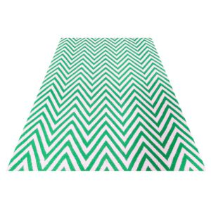 Dywan Bakero Kelim Zig Zag zielony, 140x200 cm, pełny widok - Projektowanie wnętrz