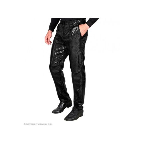 Party nadrág csillogó fekete színű férfi jelmez L-es méretben 118327604
