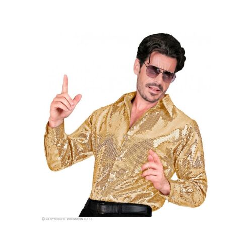 Party csillogó ing arany színű férfi jelmez XXL-es méretben