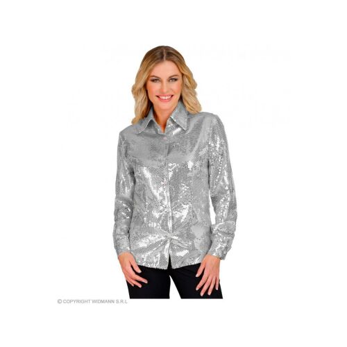 Party csillogó blúz ezüst színű női jelmez XXL-es méretben 118327851