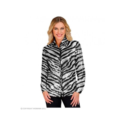 WIDMANN Party Csillogó Zebra Mintás Blúz Jelmez, Női L/XL - Jelmez felnőtteknek