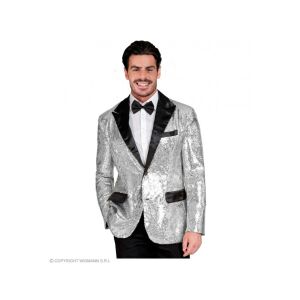 Party szatén zakó csillogó ezüst fekete színű férfi jelmez XXL-es méretben 118329944 - Widmann