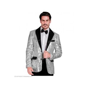 Party szatén zakó csillogó ezüst fekete színű férfi jelmez S-es méretben 118331258 - Widmann