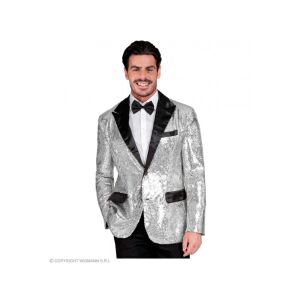 Party szatén zakó csillogó ezüst fekete színű férfi jelmez L-es méretben 118331203 - Widmann