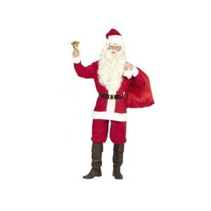 Teljes alakos kép egy férfiról, aki Mikulás jelmezt visel, csengővel és ajándéktasakgal - Mikulás jelmez