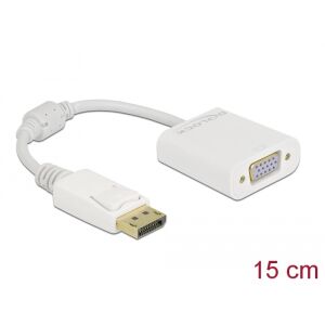 Delock Adapter DisplayPort 1.2 Stecker zu VGA Buchse passiv weiß (61007) (61007) 118345924 - DisplayPort-Konverter