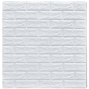 10 db S DEPOT® tapéta csempe készlet, 2mm vastag, 70x77 cm, téglautánzat, fehér