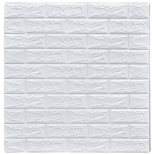 S DEPOT® 10 db-os fehér tégla utánzatú 3D tapétakészlet, 2 mm vastag, 70x77 cm, öntapadós, könnyen telepíthető
