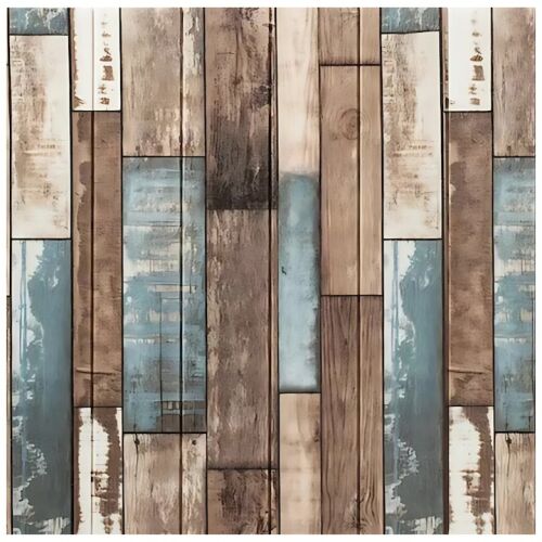 S DEPOT® 30 darabos 3D tapétakészlet, 70x70 cm-es fa tábla utánzatú lapokkal, kék modell, függőleges