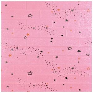 30 db S DEPOT® tapéta csempe készlet, 3 mm vastag, mérete 70x77 cm, téglautánzat, minta csillagokkal, rózsaszín