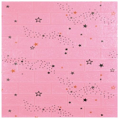 30 db S DEPOT® tapéta csempe készlet, 3 mm vastag, mérete 70x77 cm, téglautánzat, minta csillagokkal, rózsaszín