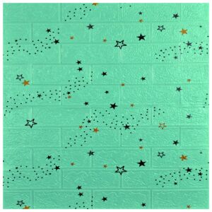 30 S DEPOT® tapéta csempe készlet, 3 mm vastag, mérete 70x77 cm, téglautánzat, csillagmintás, zöld