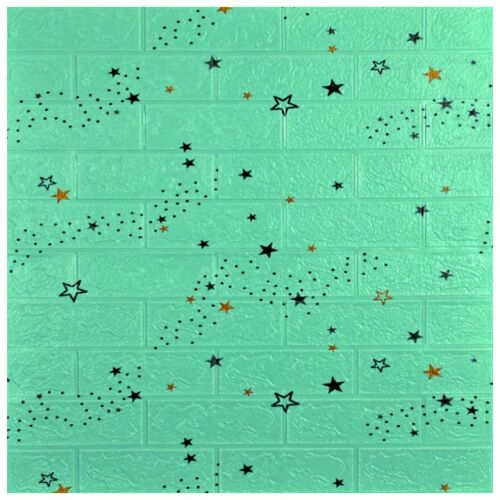 S DEPOT® 3D tégla tapéta csillagokkal, zöld