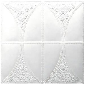 40 db S DEPOT® tapéta csempe készlet, 3 mm vastag, mérete 70x70 cm, elegáns virágmintás, fehér