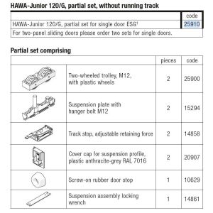HAWA Junior 120/G Üvegajtó Tolóvasalat - 120kg 118377205 - Tolóajtó szerelvény
