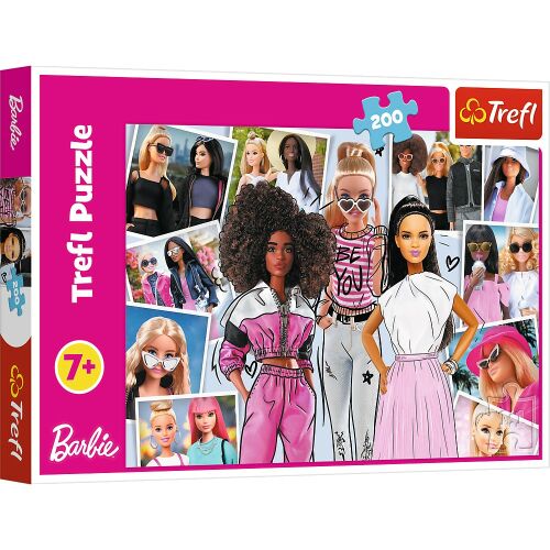 Barbie 200 darabos kirakós játék, különböző Barbie babák kollázsával, különféle ruhákban és pózokban