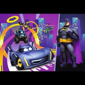 Puzzle Batman Batwheels 60 de piese cu Batman și Batmobile-ul său - Trefl Puzzle