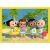 Personaje Cocomelon într-o scenă de plajă, parte a puzzle-ului Trefl 4 în 1