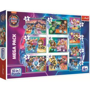 Paw Patrol Mighty Pups 10 w 1 Mega Pack Puzzle, 45 elementów, 35 elementów, 20 elementów, Trefl - Trefl Puzzle