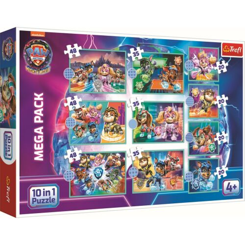 Paw Patrol Mighty Pups 10 w 1 Mega Pack Puzzle, 45 elementów, 35 elementów, 20 elementów, Trefl