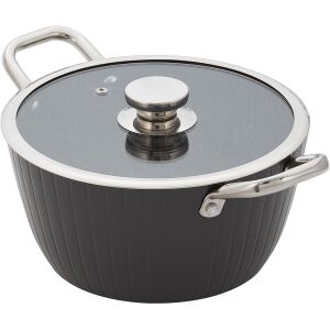 Judge Evertough 24 cm Topf mit Deckel, Edelstahl und Aluminium, Silber und Schwarz - Judge