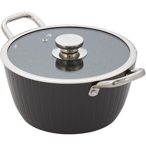 Rondel Judge Evertough 24 cm z pokrywką, stal nierdzewna i aluminium, srebrny i czarny