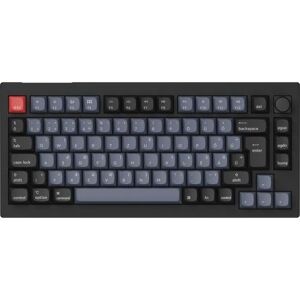 Keychron V1 Max Bluetooth / vezeték nélküli / USB Gateron Jupiter Banana mechanikus billentyűzet fekete-kék (V1M-D4-HG) (V1M-D4-HG)