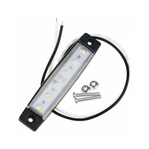 Fehér LED-es autó lámpa, 6 SMD LED, 12V, 95mm hosszú, 20mm széles, 8mm vastag, rögzítő csavarokkal - Autólámpa