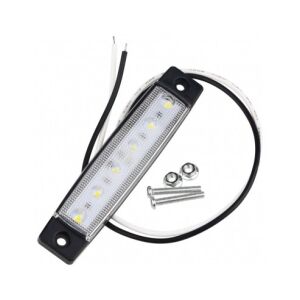 Fehér LED-es autós lámpa, 24V, 6 SMD LED, 95mm hosszú, 20mm széles, 8mm vastag, rögzítő csavarokkal - Autólámpa