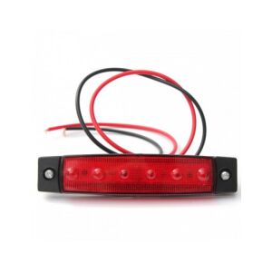 Piros LED-es autós oldalsó jelzőlámpa fekete házban, 6 SMD LED-del - Autólámpa