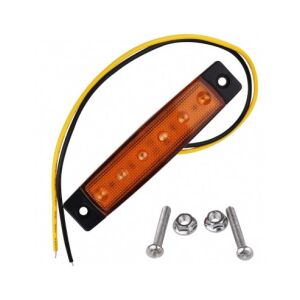 Pomarańczowe LED boczne światło pozycyjne do samochodów, ciężarówek, przyczep, 6 diod LED SMD, 12V, 95mm x 20mm, ze śrubami montażowymi - Pojazd i części