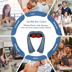 King Relax professioneller Shiatsu-Massagegerät für Nacken, Rücken, Lendenwirbelsäule, Bauch und Beine, mit Wärme, blau/grau - Nackenmassagegeräte