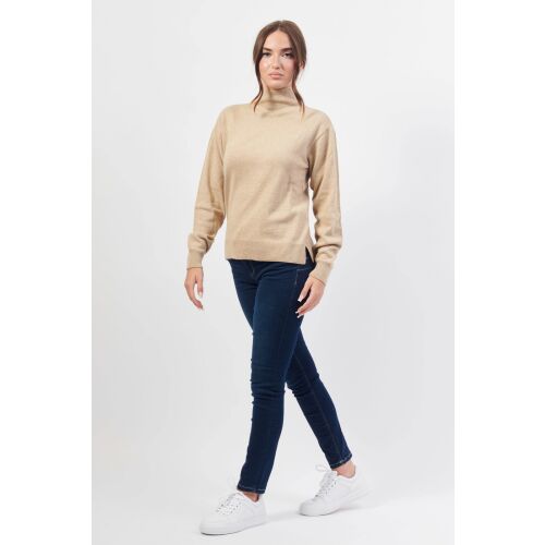Armani Exchange Damen beige Rollkragenpullover, Vorderansicht