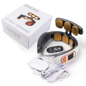 Damar professzionális nyaki masszírozó, 6 elektromágneses impulzus és 2 párna, távirányító/hangvezérlés, több funkció, hordozható, állítható teljesítmény, hő a nyak- és vállfájdalmak enyhítés