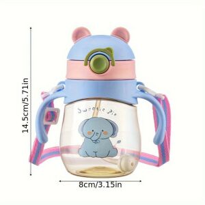 Cuki Állatos Vizespalack - Szívószál - 300 ml