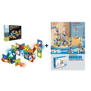 Előnyös Mágneses készlet Változtatható 108 részes építőkészlet + Világító építőkészlet labdapálya 49 részes 118430540 - Golyópálya