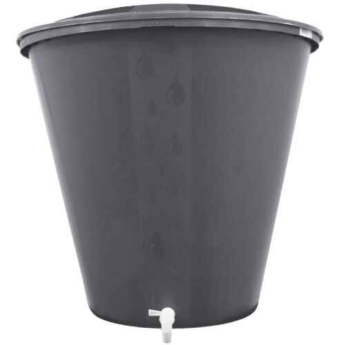 300 literes szürke esővízgyűjtő hordó csappal, ICS