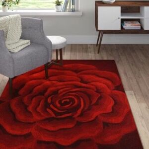 Červený koberec Bakero Sevilla 17-9 s ružovým dizajnom v obývacej izbe - Bakero
