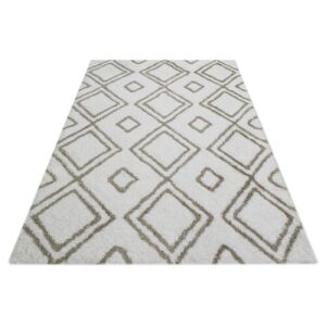 Bakero Shaggy Ibiza weißer Teppich mit marokkanischem Rautenmuster - Dekorationen