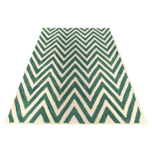 Килим Bakero Ziggy в цвят слонова кост и тюркоаз с шеврон мотив