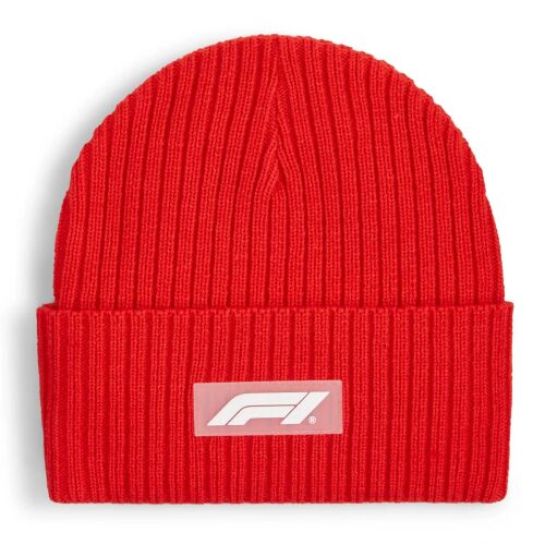 Puma F1 official licensed logo uniszex téli kötött sapka, piros-fehér, S24 118493202