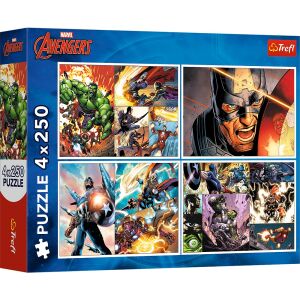 Trefl 4 în 1 Avengers Marvel puzzle cutie, 4 x 250 piese - Trefl Puzzle