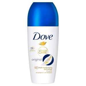 Dove Advanced Care Original Deodorant Roll-on, 50ml, 72h odour protection, triple moisturising technology, 0% alcohol, anti-perspirant, anti-transpirant