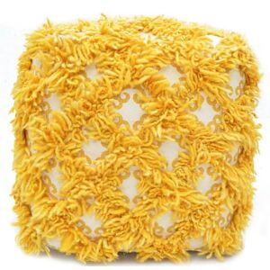 Bakero Allure arany puff, négyszögletes ülőke sárga szőrmés mintával - Bakero