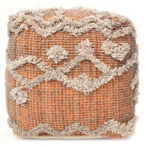 Bakero Pouf Keoni szürke/narancs, négyzet alakú pamut és juta puff - Bakero