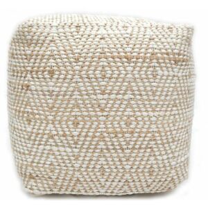 Bakero Pouf Abella elfenbein, quadratischer gewebter Hocker - Innenarchitektur