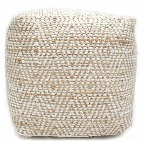 Bakero Pouf Abella elefántcsontszínű, négyzet alakú szőtt puff