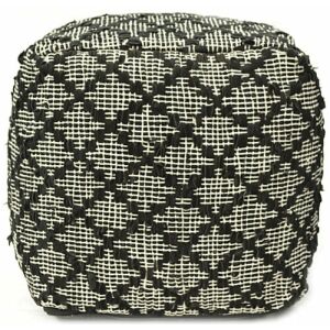Bakero Pouf Minot fekete (40x40 cm). Fekete-fehér szövött puff. - Bakero