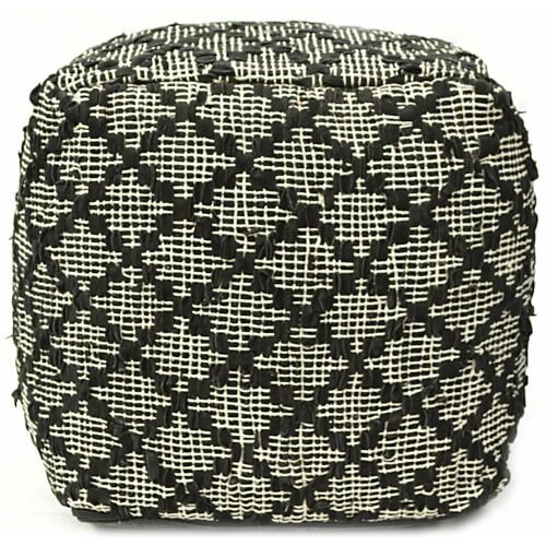 Bakero Pouf Minot fekete (40x40 cm). Fekete-fehér szövött puff.